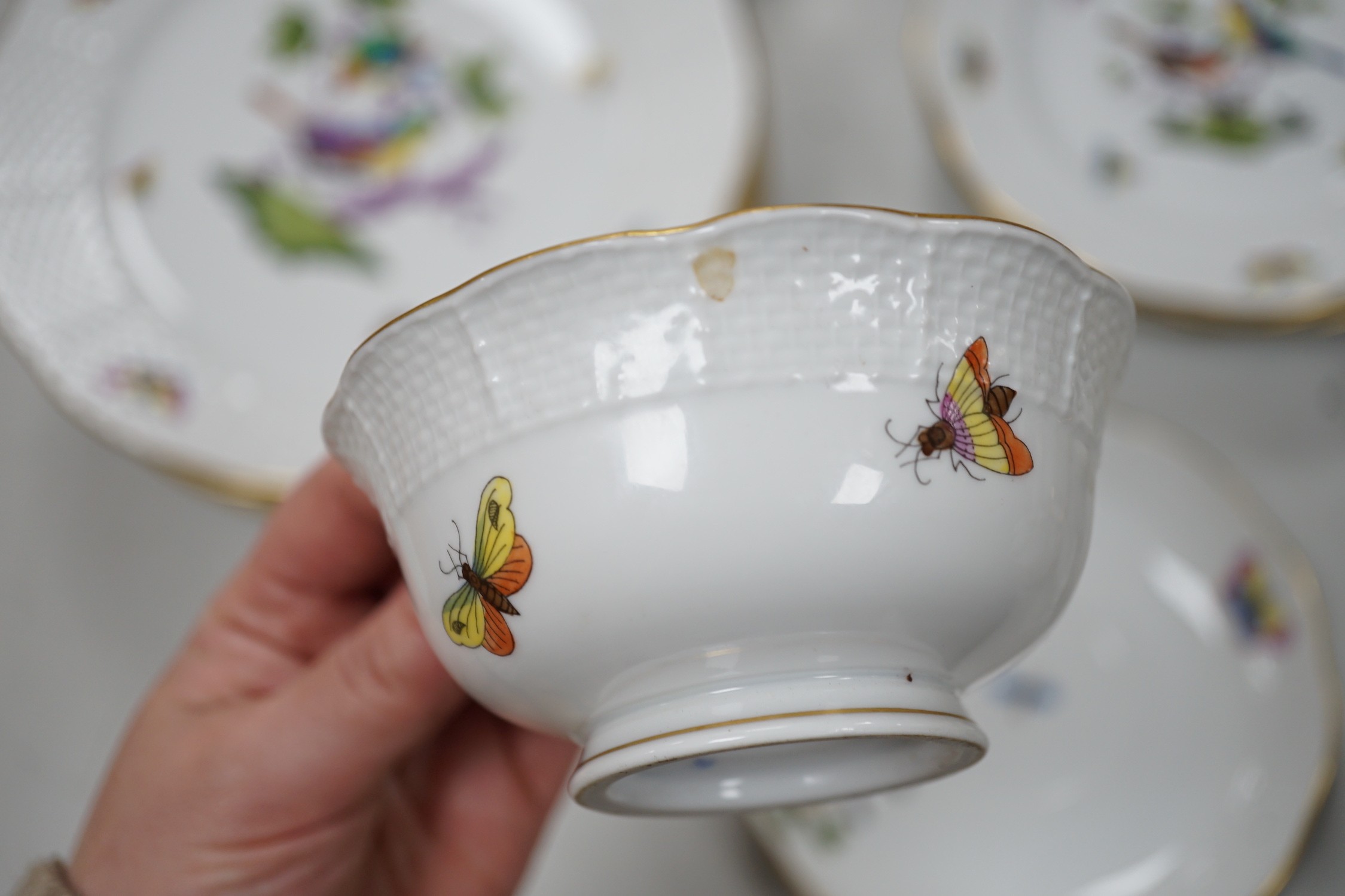 A Herend Rothschild Birds pattern part dinner service